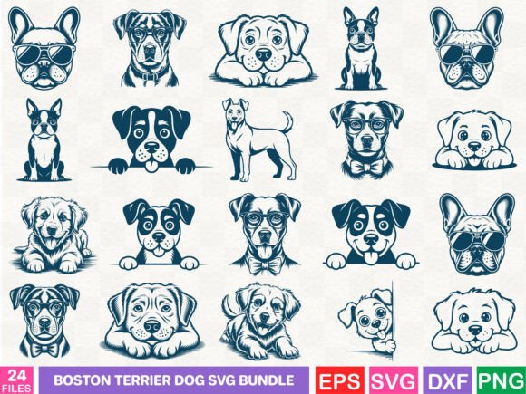 Boston Terrier Dog SVG Bundle