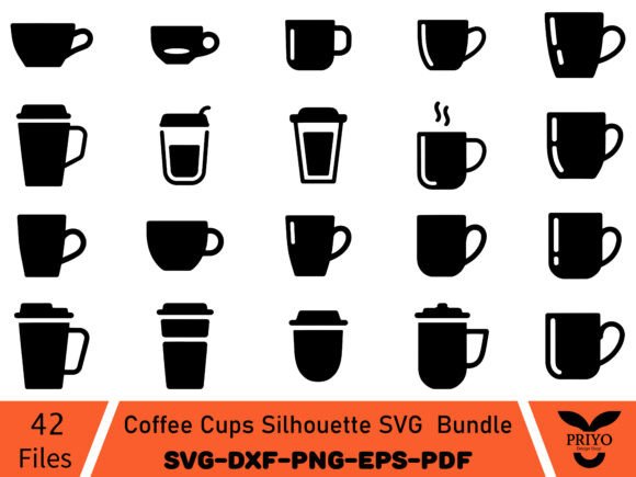 Coffee Cups Silhouette SVG Bundle