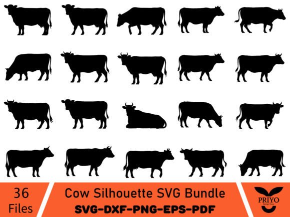 Cow Silhouette SVG Bundle