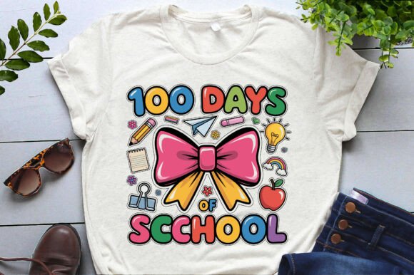 Cute 100 Days of School Bow PNG SVG