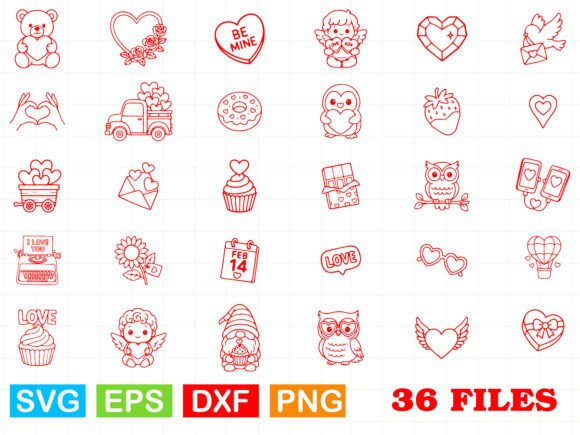 Cute Kawaii Valentine's SVG Icon Bundle