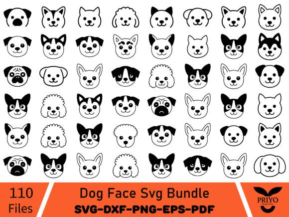Dog Face Svg Bundle, Cute Dog Svg Bundle