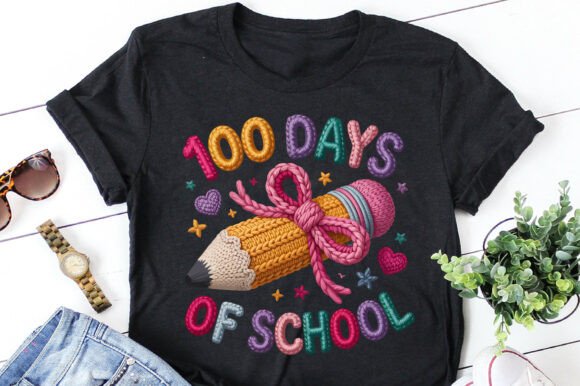 Faux Yarn 100 Days of School Png Svg Eps