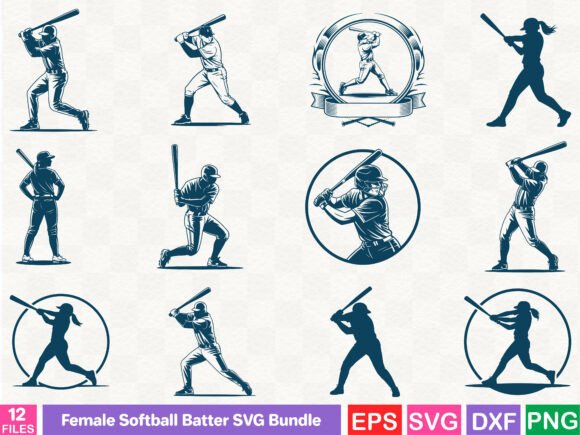 Female Softball Batter SVG Bundle