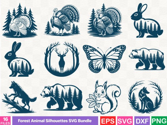 Forest Animal Silhouettes SVG Bundle
