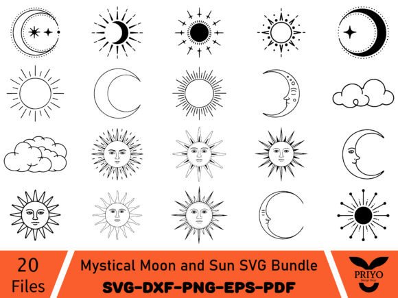 Mystical Moon and Sun SVG Bundle
