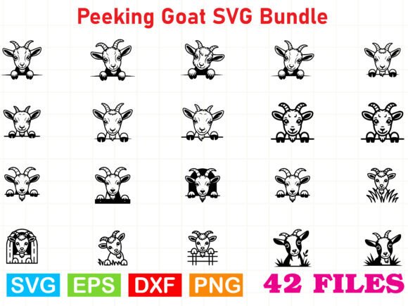 Peeking Goat SVG Bundle, Farm Animal SVG