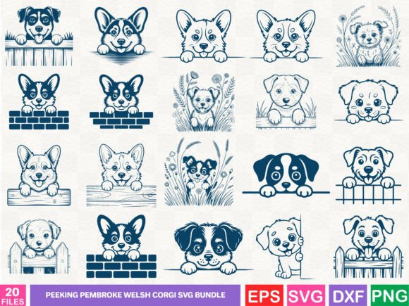 Peeking Pembroke Welsh Corgi Svg Bundle