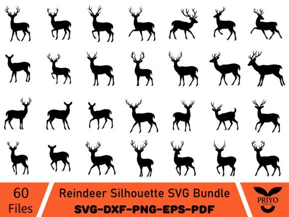 Reindeer Silhouette SVG Bundle