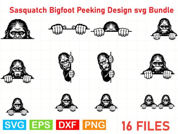 Sasquatch Bigfoot Peeking Design Svg