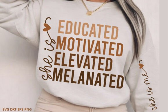 She is Me Educated Motivated SVG, Sleeve