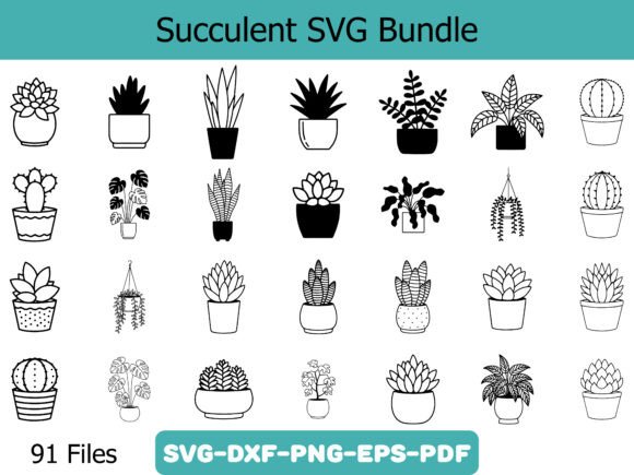 Succulent SVG Bundle, Potted Plants Svg