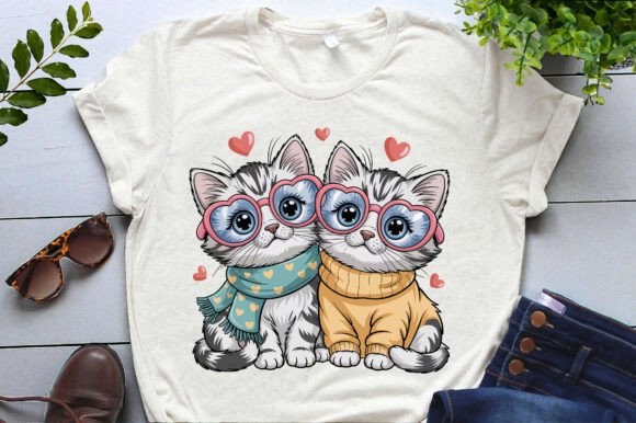 Valentine Whimsical Cats Clipart Png Svg