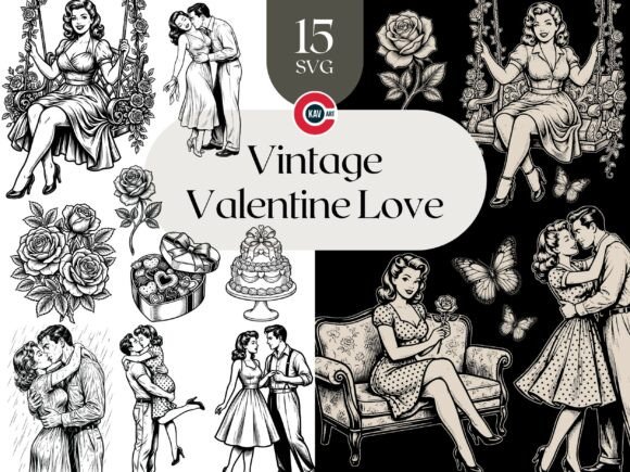 Vintage Valentine Love SVG Bundle